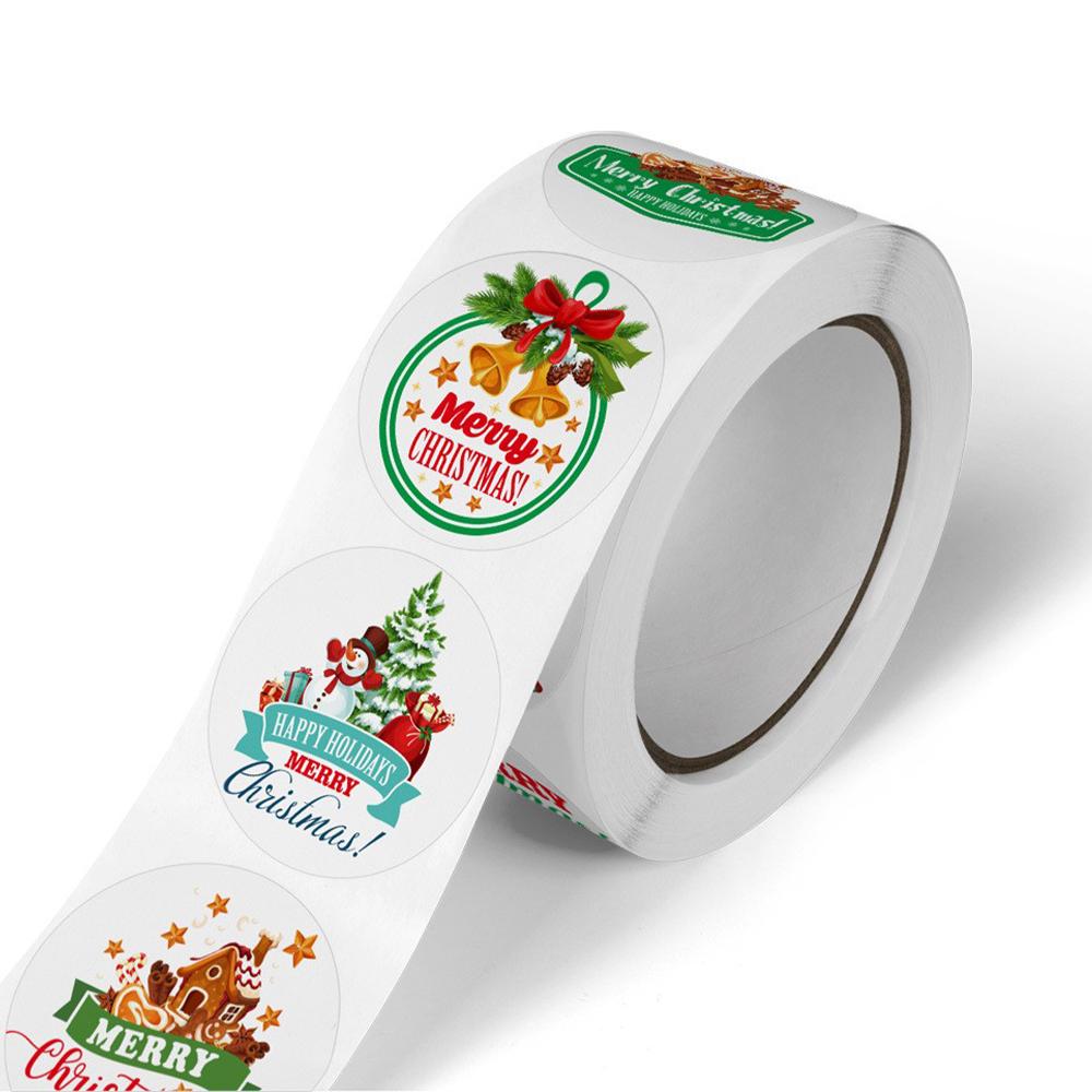 2roll 1000pcs Merry Christmas Stickers Gift Label Stickers Blessing Tags DIY Gift Wrapping Decorat Sealing Decal Christmas Decor