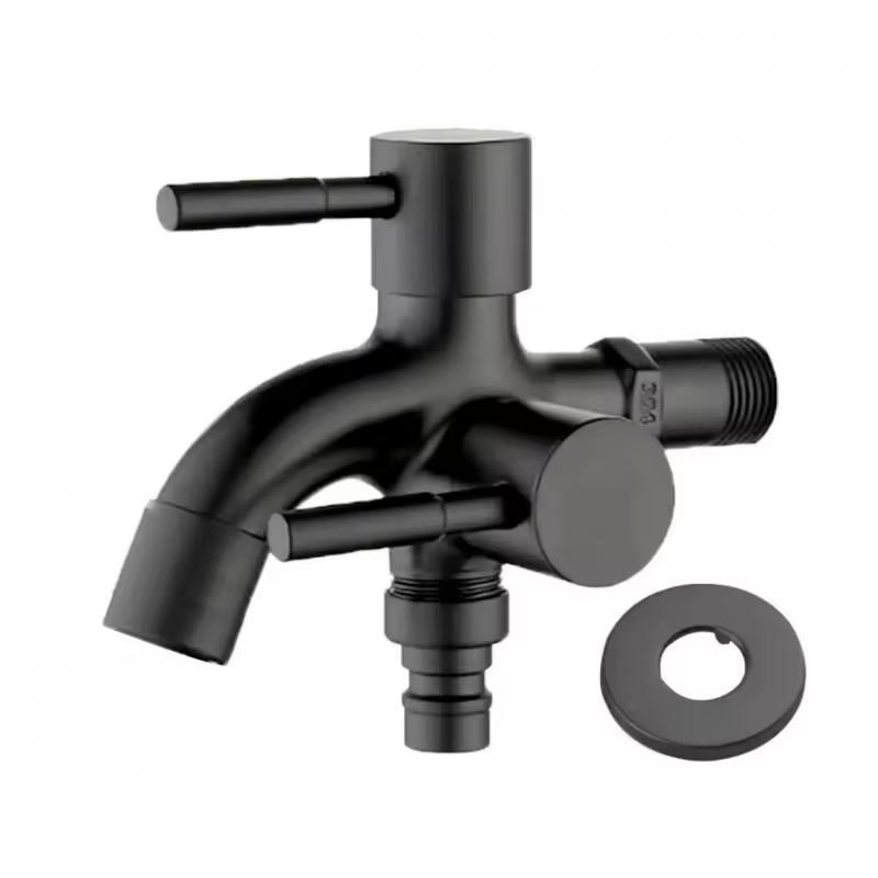 Dual Control 1/2" Double Outlet Faucet Bidet Water Tap One In Two Out for Bathroom Sink Fitting Washing Machine