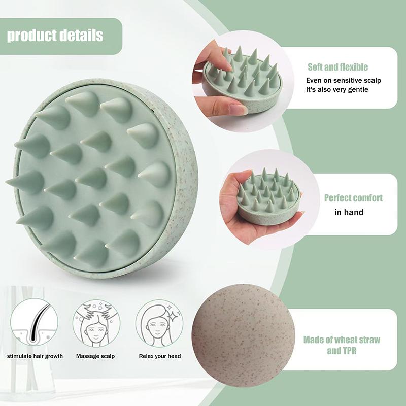 TPE and Wheat Straw Hair Wash Brush – Scalp Massage Tool for Itch Relief and Gentle Cleansing