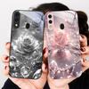 Ice Crystal-colored Roses For Samsung A20 30 22 23 24 25 26 31 32 33 34 35 42 50 51 52 53 54 55 56 70 71 72 73 Glass Phone Case