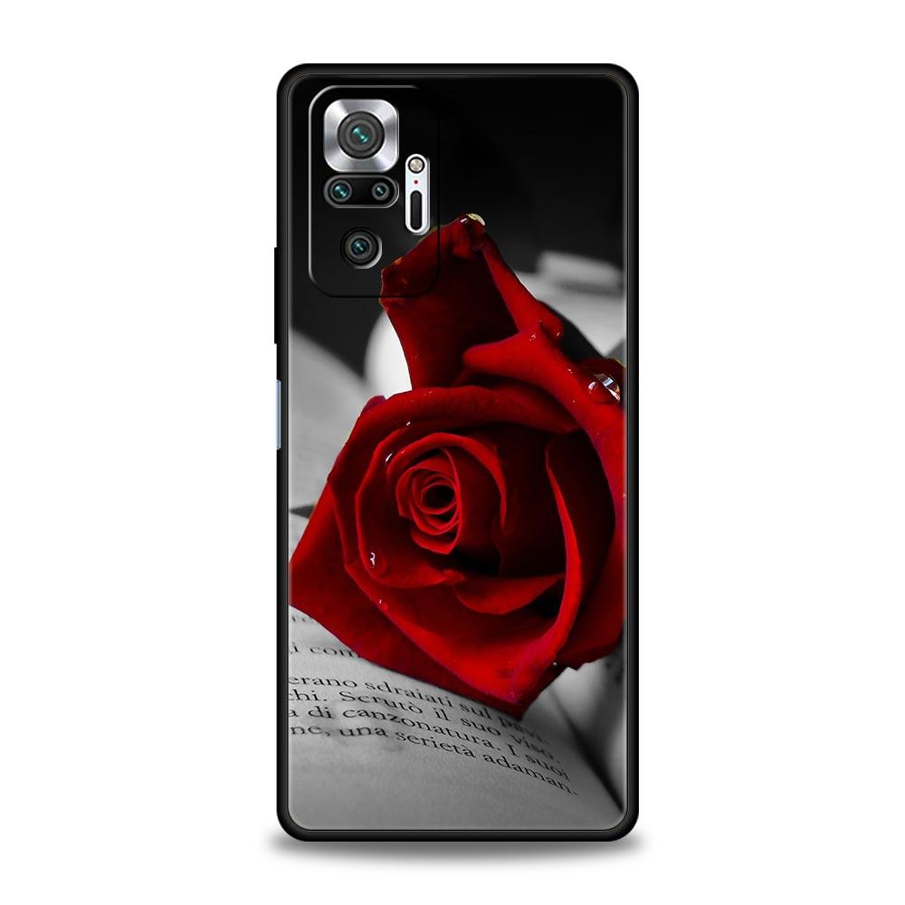 Red Roses Flowers Phone Case For Xiaomi Redmi Note 14 13 5G 10 11 12 Pro Plus 4G 14C 13C 12C 10C Black Cover