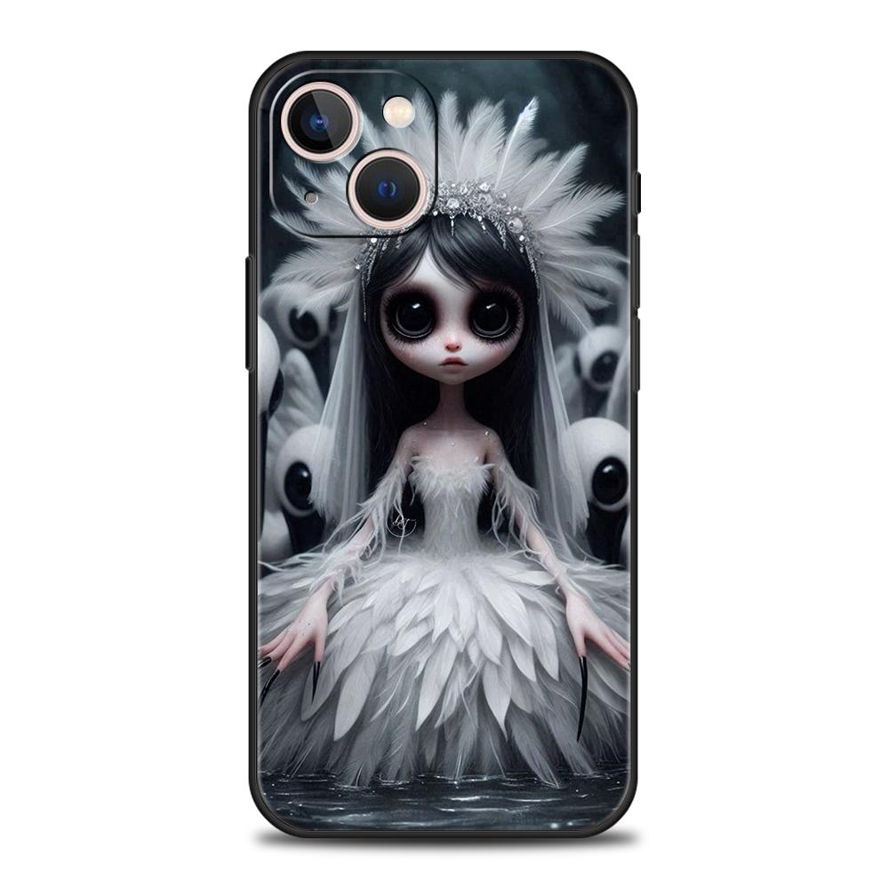 

Phone Case Cover for iPhone 17 16 15 14 13 12 Pro Max 11 Pro Max 17 AIR Plus Soft TPU Dark Cute Girl Doll Art Creative Cartoon iPhone 16