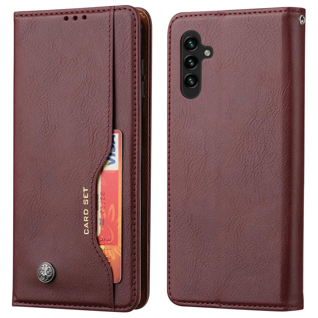For Samsung Galaxy A34 5G Outer Card Slot PU Leather Case Full Protection Magnetic Auto-absorbed Wallet Stand Phone Cover