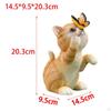 Cartoon Garden Cat Statue Figurine Solar Powered Decorative Resin Craft Painted Ornament Decor for