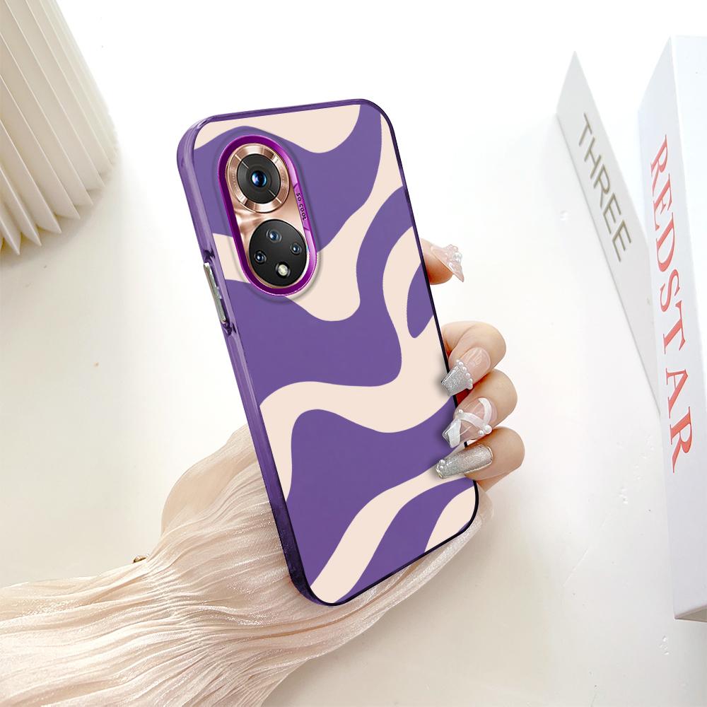 

Раскрашенный узор, разноцветный, серебристый, двусторонний твердый корпус, противоударный противоударный чехол для телефона для Huawei Honor Infinix Tecno iPhone Honor 90 5G темно-фиолетового