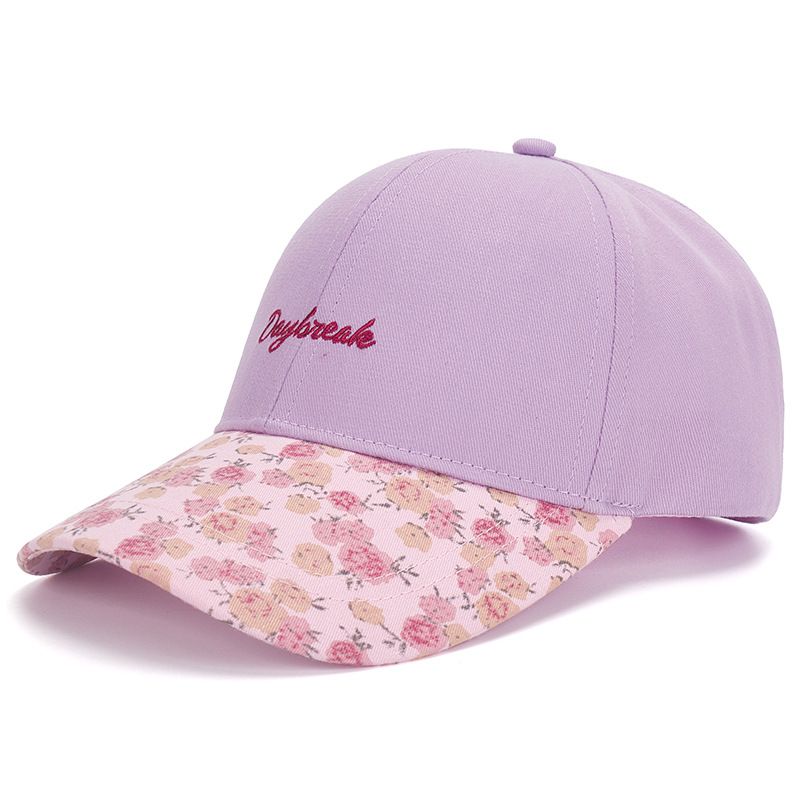 

Kids Hat 2025 New Arrival Stitching Floral Embroider Baseball Cap Student Girl Travel Sun-Poof Peaked Cap Tide Purple