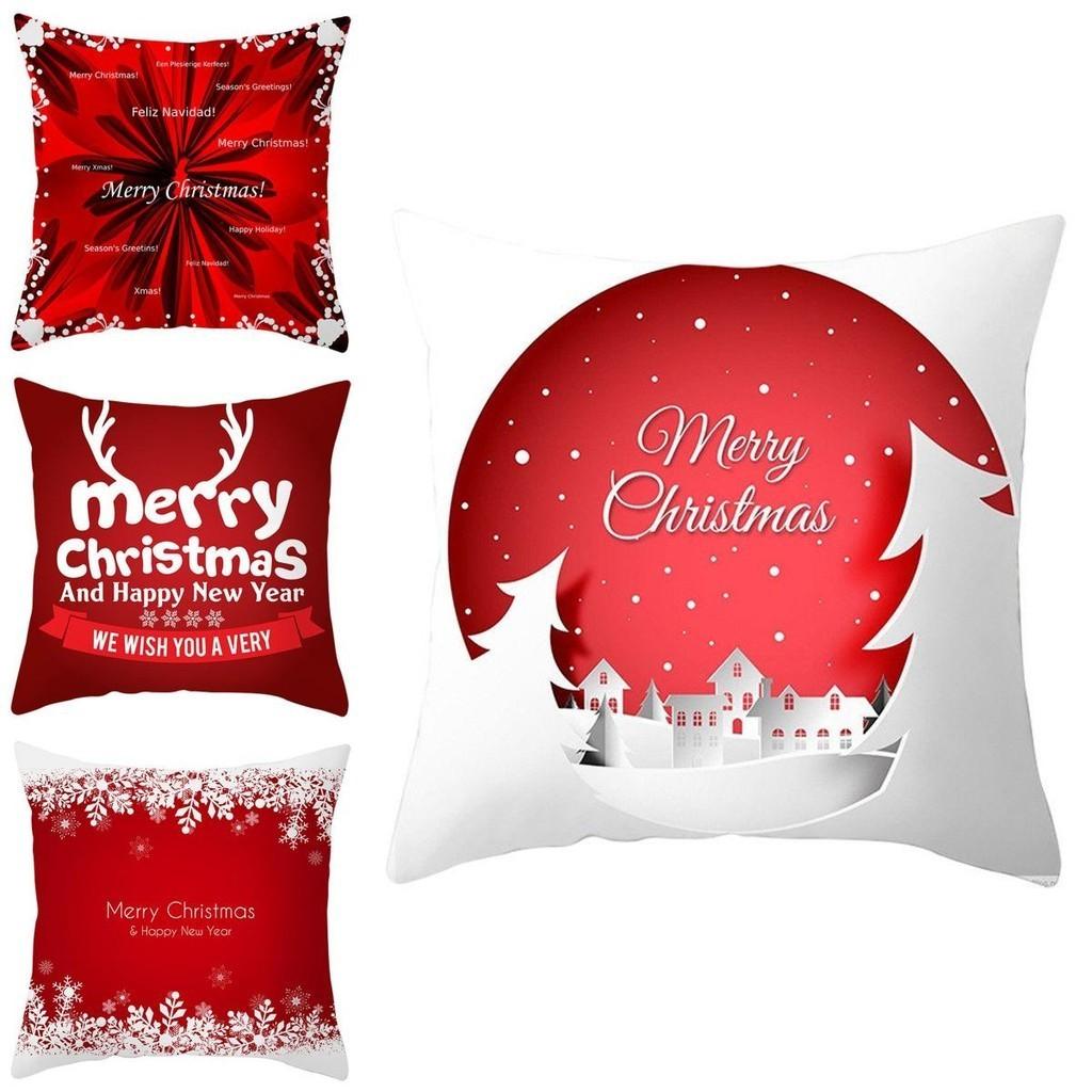 Festive Christmas Red Pillow Case Luxurious Cushion Cover For Cheerful Home Decor