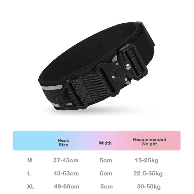 

Tactical Dog Collar Adjustable Military Training Nylon Dog Collar with Control Handle and Heavy Metal Buckles for Large Dogs M