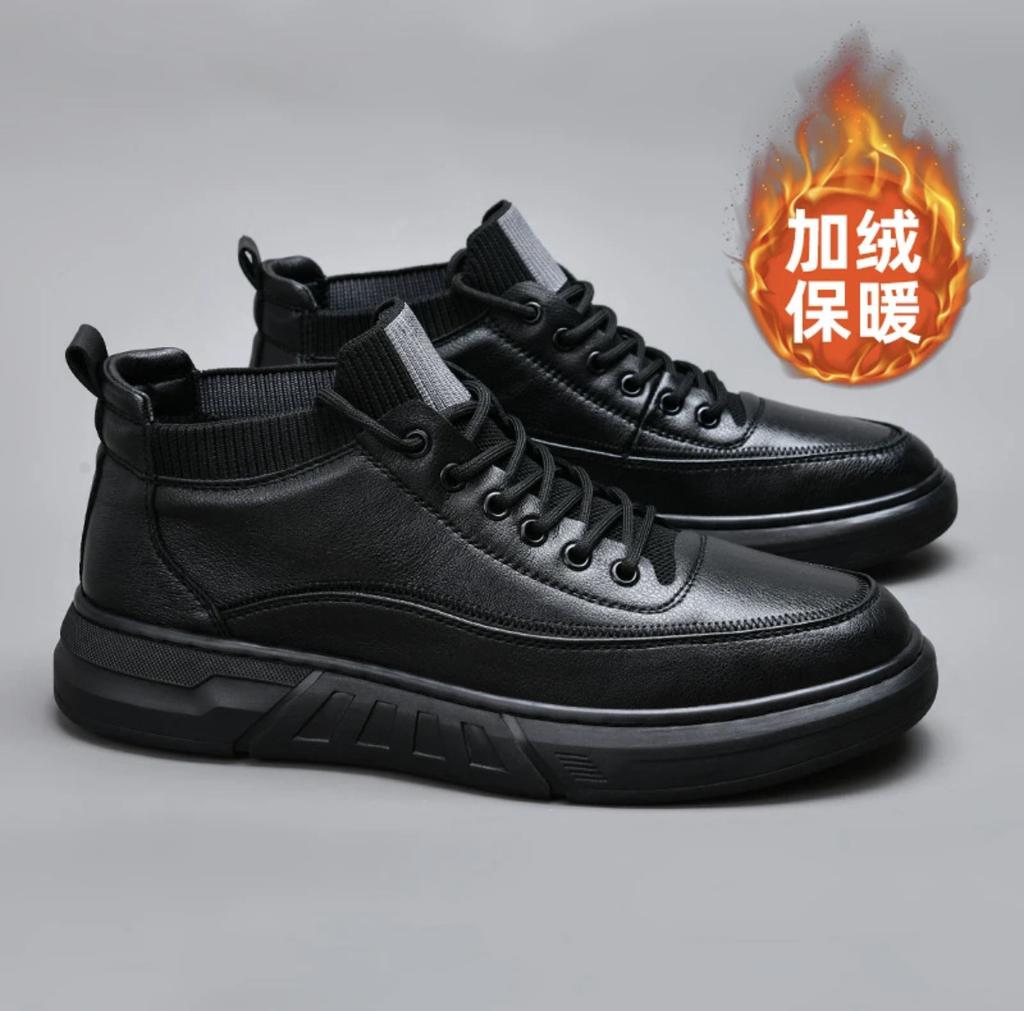 Black Fashion Board Shoes New Spring and Autumn Men's Shoes Casual Leather Shoes Board Shoes Non-slip Outdoor Sports Shoes