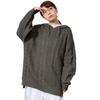 Cable Knit Heather ATN-0024 [At One] Women's Hoodie, Gray, LL-3L