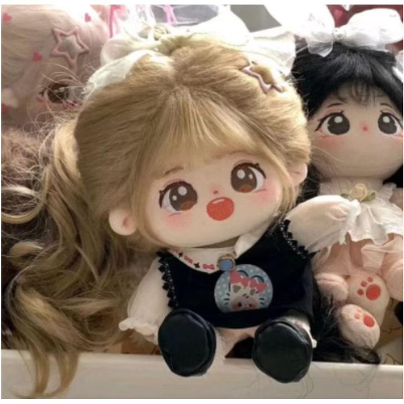 

20см Хлопковый парик для куклы Два хвостика Кудрявый Парик-заколка для куклы в форме человека Rice Brown (single ponytail only)