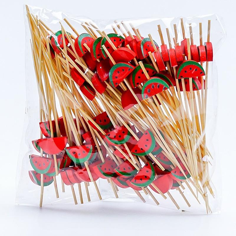 100PCS Disposable Bamboo Sticks Home Party Fruit Stick Fork Cocktail Sticks Buffet Fruit Fork Wedding Birthday Party Decoration