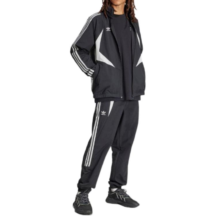 adidas Originals Colorblock Τρεις Ρίγες Ζακέτα με Φερμουάρ Κοντή Μπουφάν Ανδρικό Μαύρο JF8736