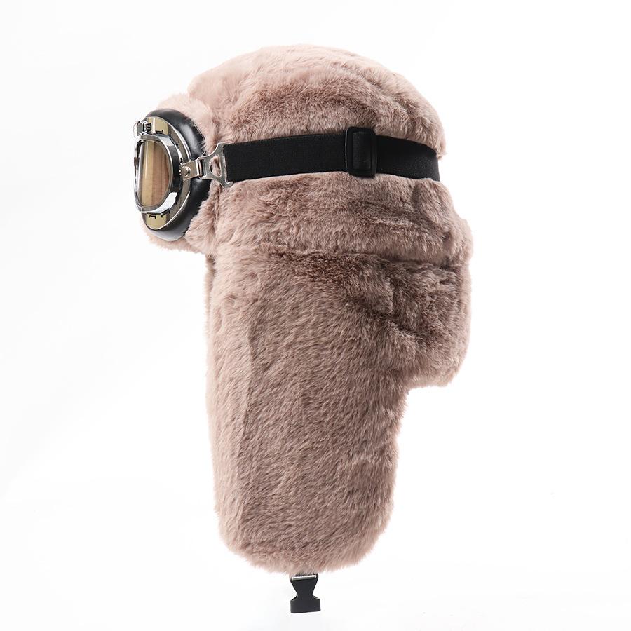 Autumn and winter new retro goggles Lei Feng hat full hair imitation rabbit hair fleece ear protector hat ski hat
