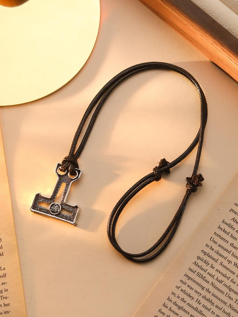 Thor Hammer Viking Rune Tomahawk Pendant Necklace Men's and Women's Retro Long Sweater Chain Necklace