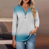 Women's Button Neck Tops Women's Casual Everyday Tops 3/4 Sleeve V Neck Fashion Print Shirt Tops Pocket Tee Sweatshirts