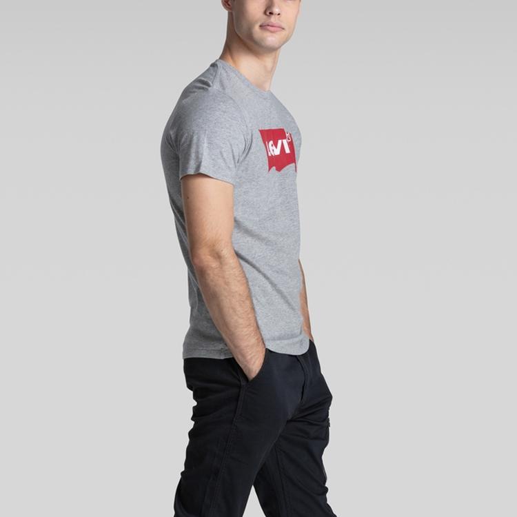 Levis Letter Logo Loose Fit Crew Neck T-Shirt Men Tops Gray 17783-0138