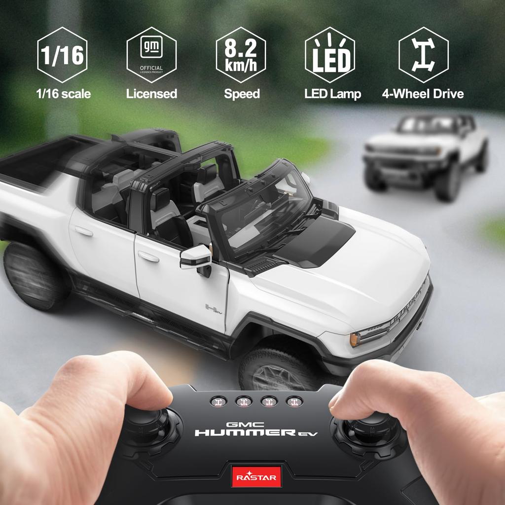 Glanz Fernbedienung Maßstab GMC Hummer Elektro-Pickup RC Elektro Kinder Jungen RC Hummer Weiß 1/16 Auto, Cross-Country Monster, Truck, 2.4G