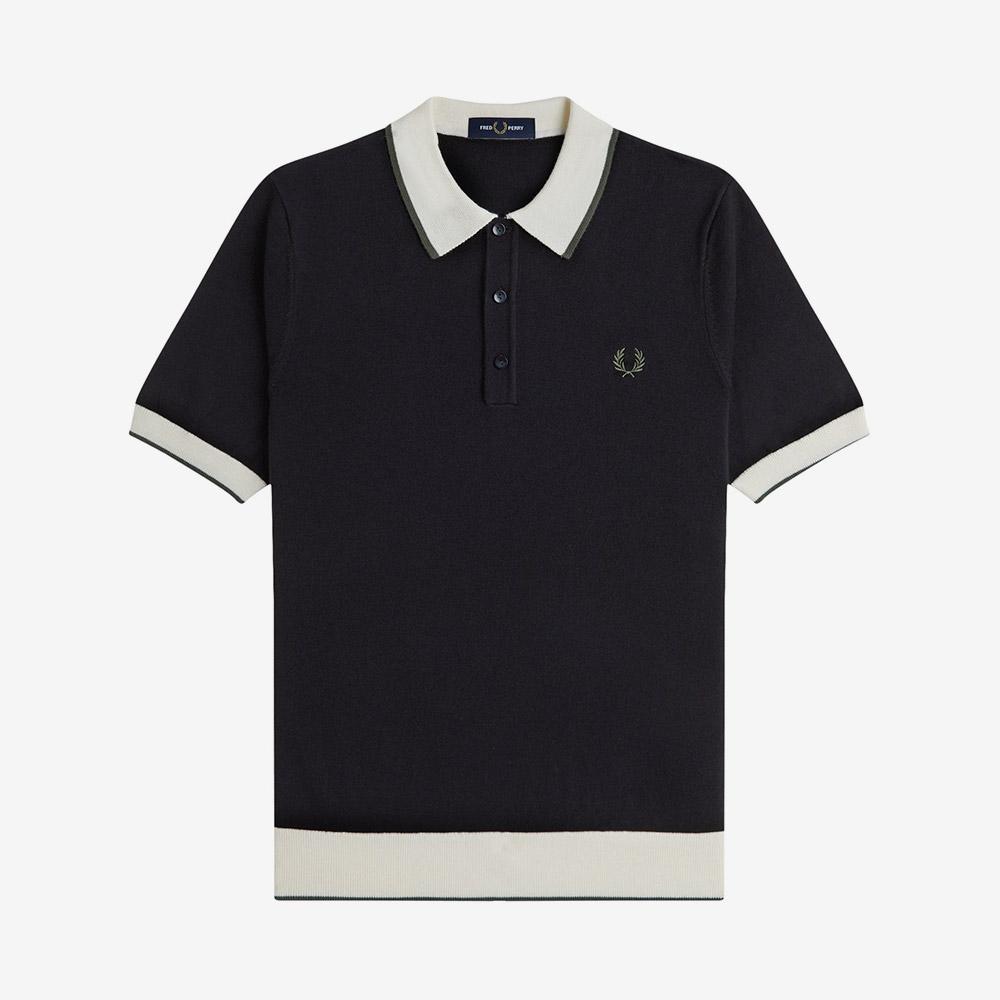 Fred Perry [Sharp] Contrast Tip Knit Shirt - Black Afpm253K315-102