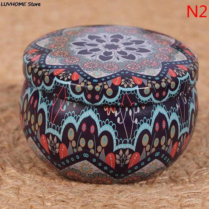 Retro Luxury Candle Jars Holder Storage Case Empty Tin Box Round Container with Lid Small Diy Candle Making Wedding Sweet Gifts