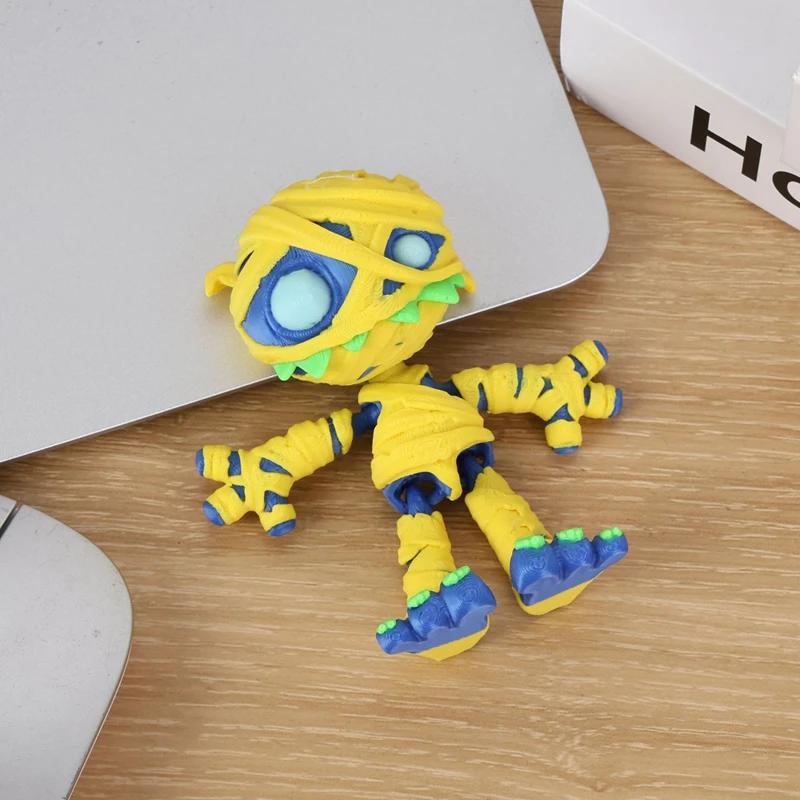 Halloween 3D Printed Toys Cute Cartoon Figure Models Home Tabletop Ornaments Decorative Crafts Children's Gifts Movable Humanoid