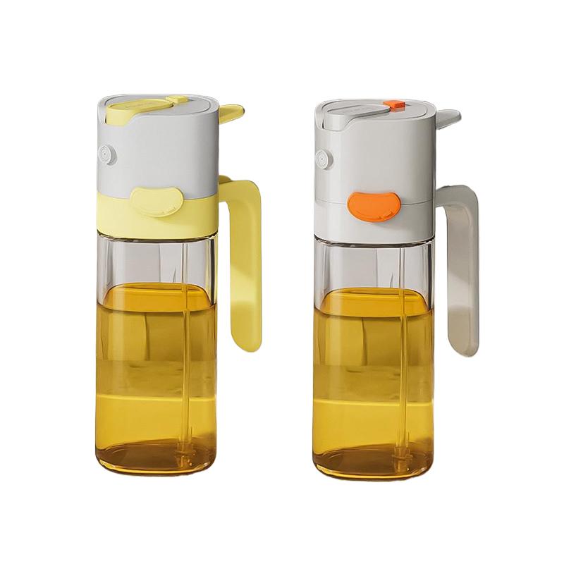 500ml Oil Bottle Practical Seasoning Bottles Ergonomic Design Sprayable Convenient Button-operated Lid Safe 1PC
