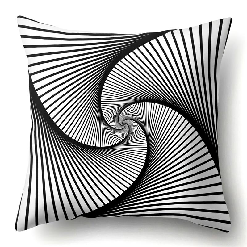 

Наволочка с геометрическим узором, абстрактные черно-белые полосатые наволочки в пунктирную сетку с геометрическим рисунком, чехол J