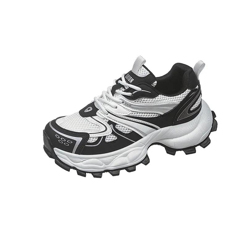 Fashion Black Beige Silvery Autumn 2025 Women's Casual Retro Vulcanize Shoes Versatile High Net Sense Fashion Sports Sneakers Mesh Shoes