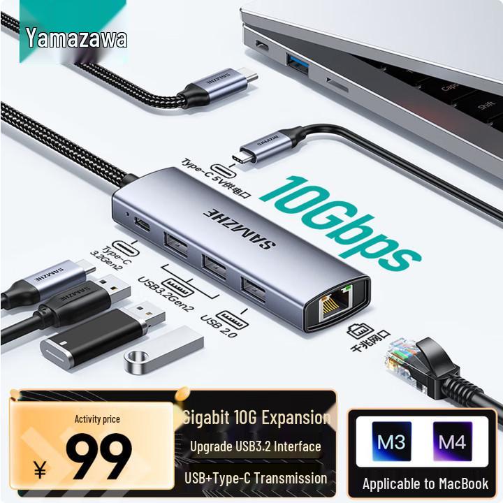 ShanZe DKK6 USB-C Docking Station: HDMI, Gigabit Ethernet, VGA, Audio, USB Hub.