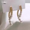 2024 French Zircon Pearl Stud Earrings: Women's Luxurious, Stylish, Long Drop Design