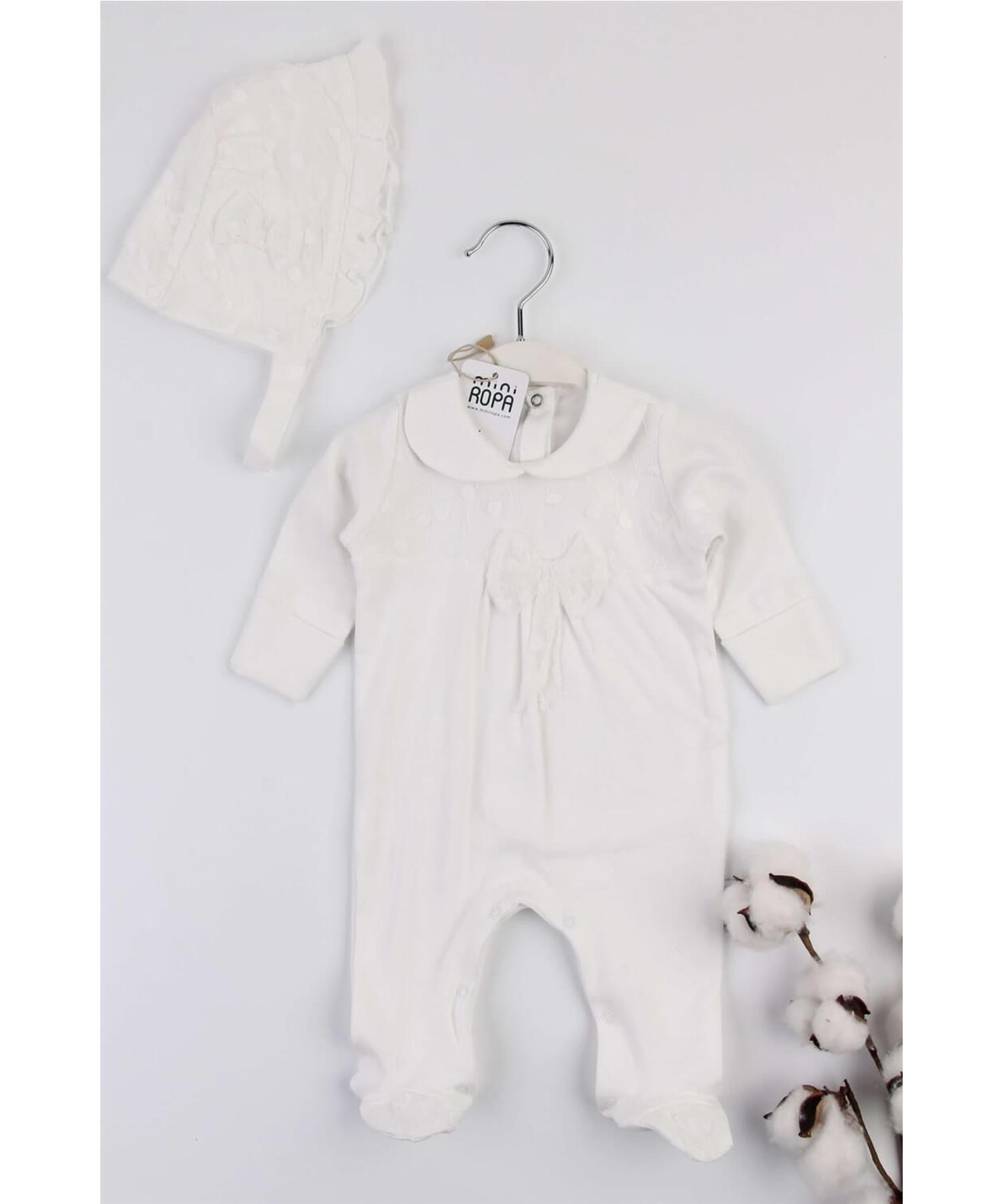 

Ecru Tulle Bow and Hat Fancy Baby Girl Rompers