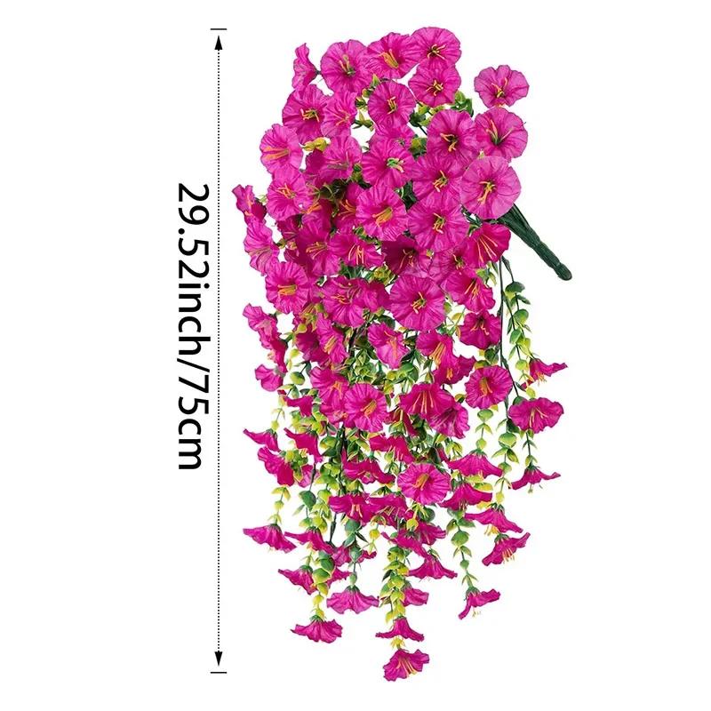1pc UV-Resistant Artificial Morning Glory Eucalyptus Hanging Decor - Perfect for Home Garden Weddings Versatile Outdoor Decor