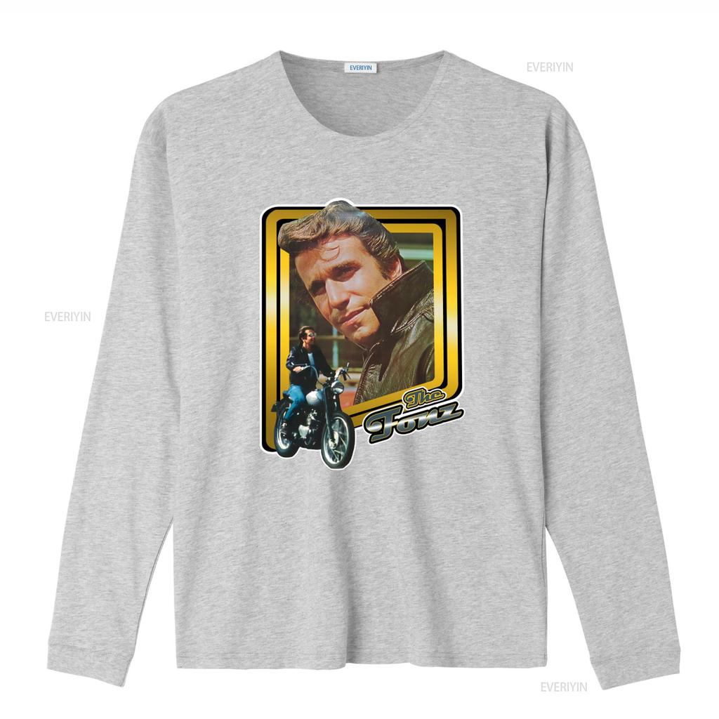 Happy Days The Fonz Fonzie Classic TV Show Slate Print T shirt Retro Style XW78 vintage Washed Casual Breathable Stylish