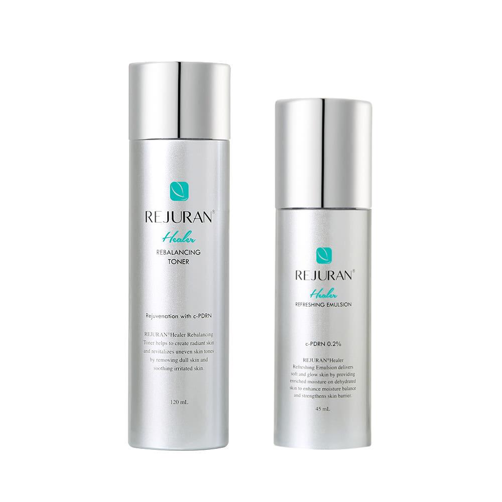 REJURAN Healer Skin Care 2-Piece Set Rebalancing Toner & Refreshing Emulsion Hydrating Glow Duo 120ml + 45ml