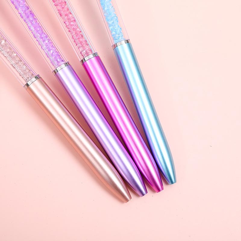 Crystal Diamond Metal Ballpoint Pen 0.7mm – Elegant Blue Signature Stationery