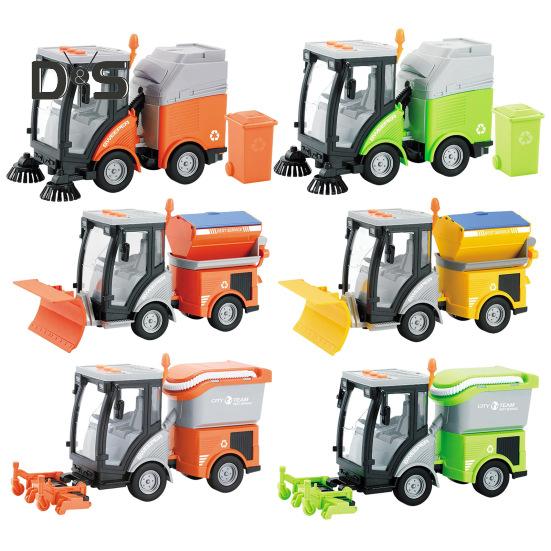 Kinder-Müllwagen-Spielzeug mit Musiklicht, Trägheitsantrieb, realistisches Straßenreinigungsfahrzeugmodell im Maßstab 1/16, pädagogisches Schneeräumwagen-Spielzeug
