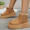 Fashion British Style Solid Color Platform Snow Boots Women Winter Soft Short Plush Warm Ankle Boots Woman Faux Suede Booties Female