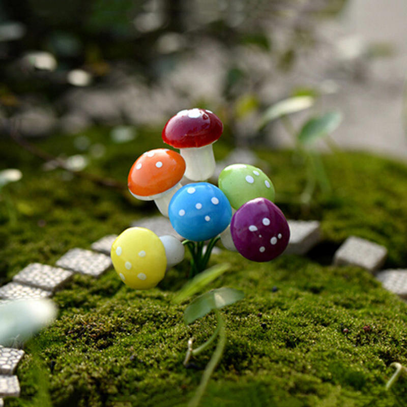 Mini Colored Mushroom Garden Decoration Mini Flower Pot Fairy Diy Dollhouse