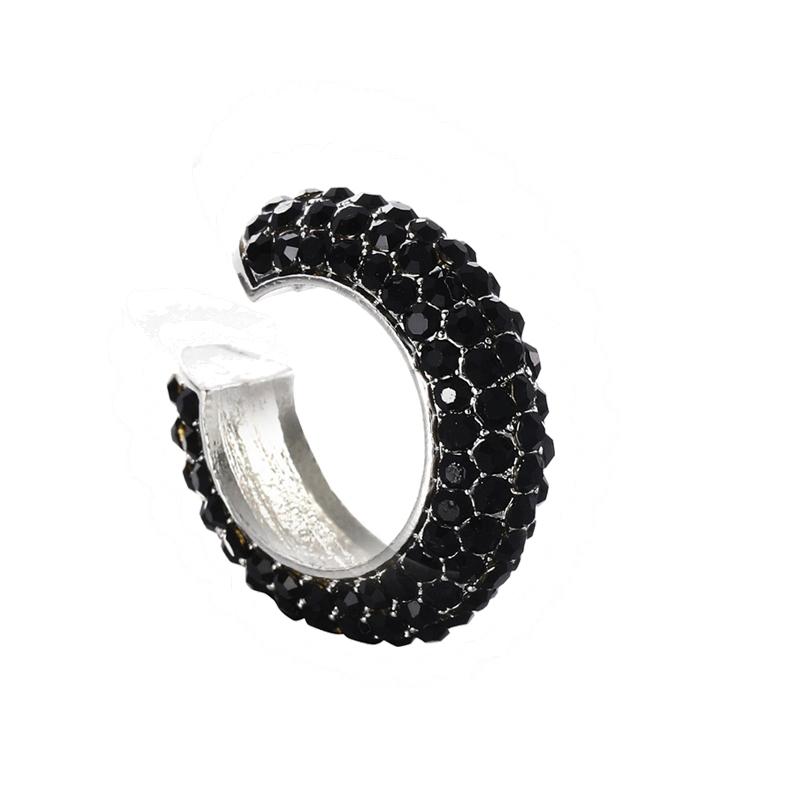 Fashion C Shape Round Cartilage Clip Earrings For Women Fake No Pierced Earrings Crystal Rhinestone Geometric Jewelry Gold