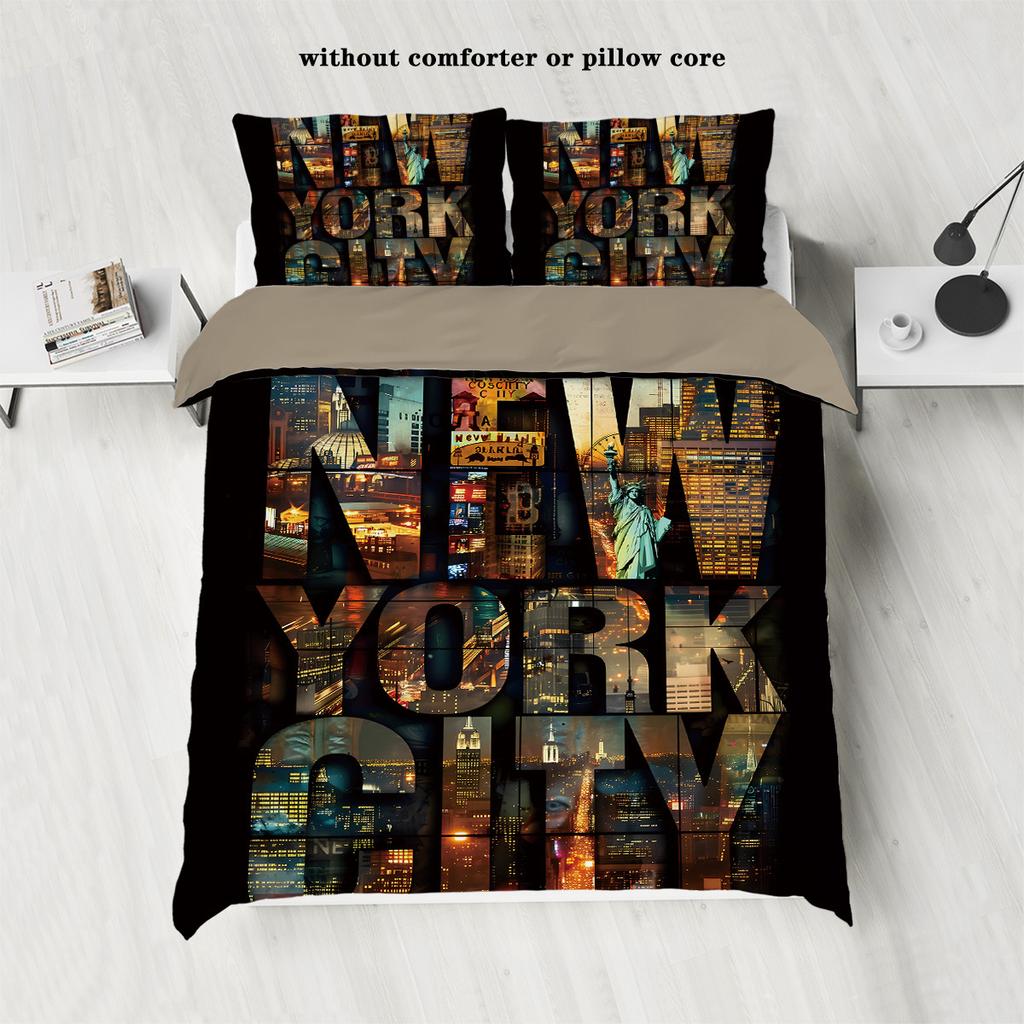 Manhattan Times Square Three-Piece Digital Printing Bedding Four-Piece Set