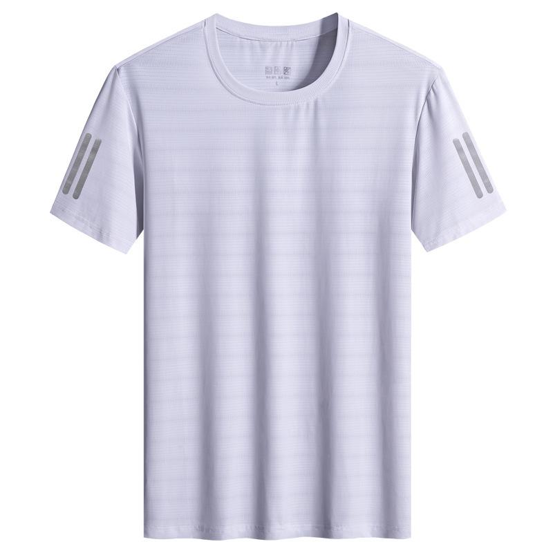 (L-8XL)Ice Silk Men Quick Dry Sport T-shirt Round Neck Loose Camping Hiking Fishing Tank Tops Mesh Air Conditioning T-shirt Man