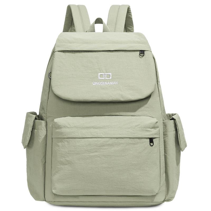

Solid Color Backpack Travel Outdoor Backpack Sports Student Schoolbag зелений