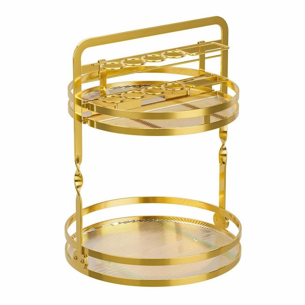 2-Tier Storage Rack Compact Rotating Stand Revolving for Vanity, Kitchen