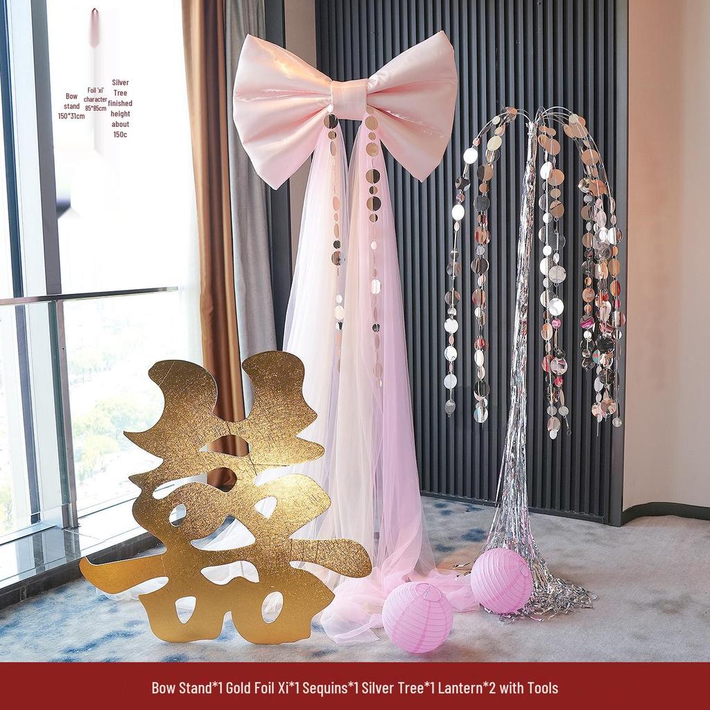 Wedding Decoration Set: Bridal Room, Engagement Banquet, Double Happiness & Large Bow