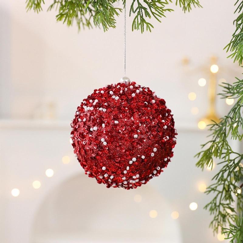 Reflective Foam Christmas Tree Decoration Pearls and Sequins Ball Feature Durable Portable Design Christmas Home Decoration