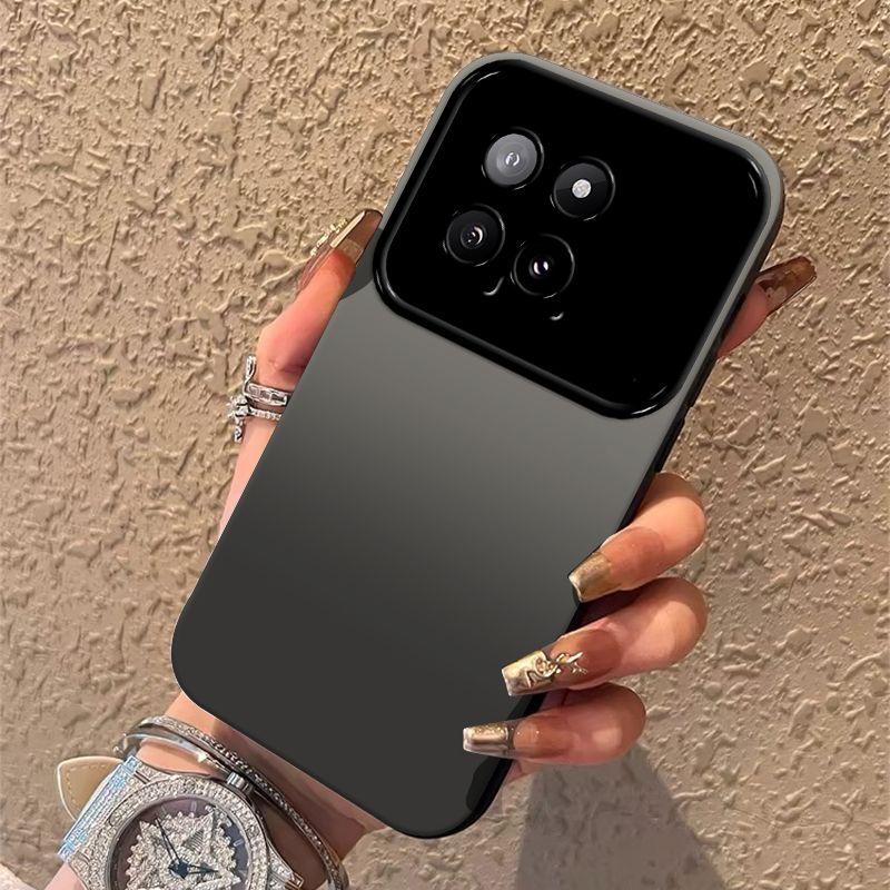 Mi 14 Mobile Phone Case 14pro Personality Red and Black Gradual Change Contrast Color 14Ultra Large Window Anti-drop Silicone Protective Case