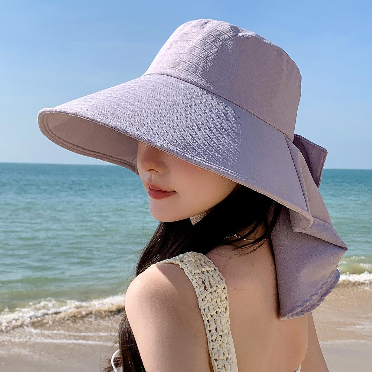 

Летняя уличная защита от солнца солнцезащитная шляпа женская с большими полями защита от солнца защита лица защита от УФ-лучей панама шляпа-шаль M（56-58cm） светло-фиолетовый