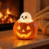 Gruselige Halloween Tischdekorationen Kürbis Drachen Statue, LED Leuchtende Harzfigur Party Mittelstücke mit Warmem Licht, Fantasy Schreibtisch Dekoration