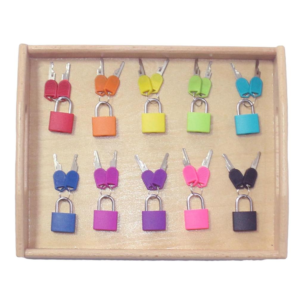 10Pieces Color Montessori Locks Toy Early Learning Toys , 10 and Tray