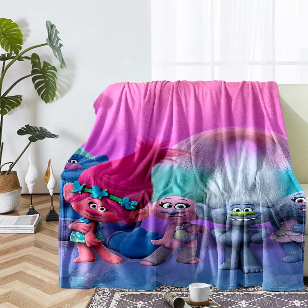 Trolls Theme Printed Blanket - Perfect for Couch, Bed, Travel & Outdoor Use | Machine Washable, Cozy & Durable.
